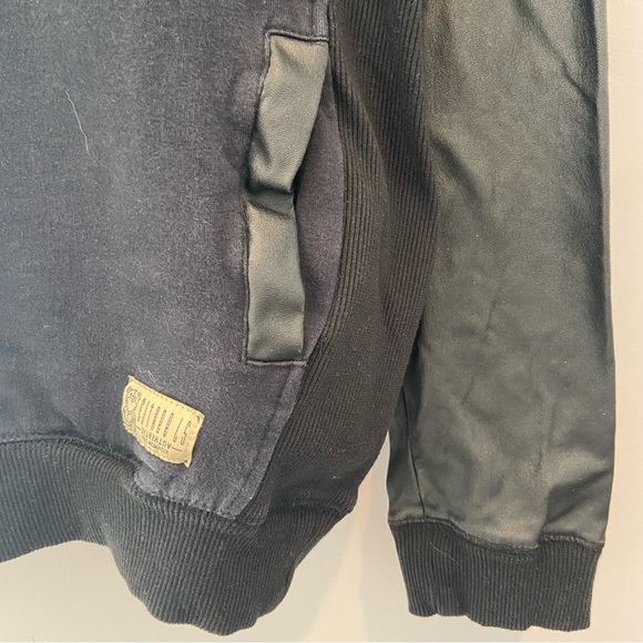 ENTREE LS Men’s Mixed Media Sweatshirt Black Faux Leather Pullover Small - Picture 5 of 5
